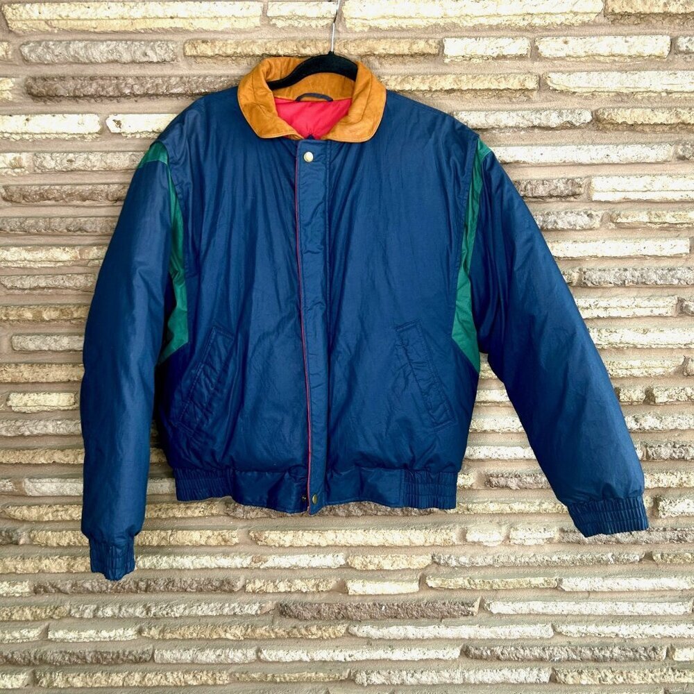 Gant Vintage 90s Goose Down Puffer Jacket Colorblock Size Large - Picture 12 of 12